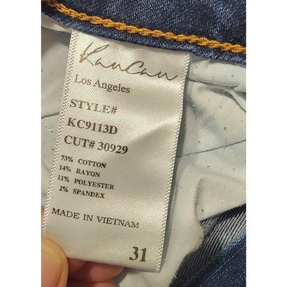 Kancan Sz L Jess Ultra High Rise Exposed Button Fly Dark Wash Shorts - Picture 3 of 5